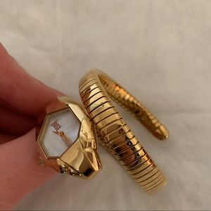 Just Cavalli Glam Chic Coiled Snake Bracelet Watch